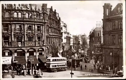 Ak Birmingham West Midlands England, New Street