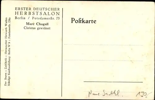 Künstler Ak Chagall, Marc, Christus gewidmet, Erster Deutscher Herbstsalon Berlin, Expressionismus