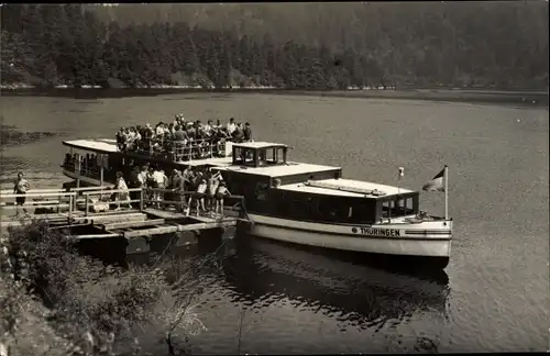 Ak Saalburg Ebersdorf in Thüringen, Stausee der Bleiloch Talsperre, Anlegestelle Saaldorf