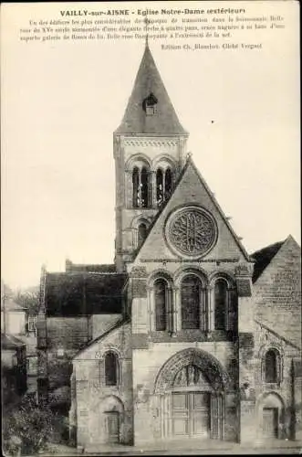 Ak Vailly sur Aisne Aisne, Église Notre Dame