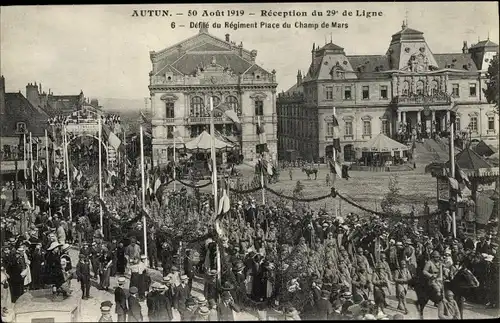 Ak Autun Saône-et-Loire, 30. Août 1919, Réception du 29e de Ligne