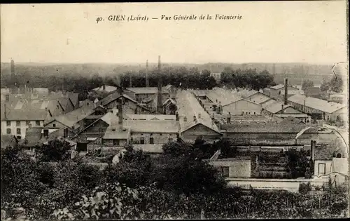 Ak Gien Loiret, Vue générale de la Faiencerie