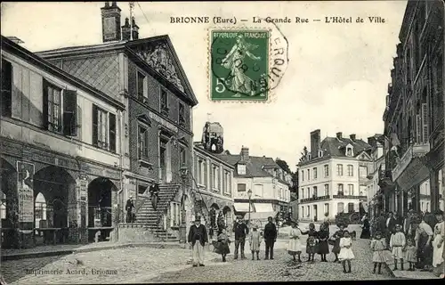 Ak Brionne Eure, La Grande Rue, L'Hôtel de Ville