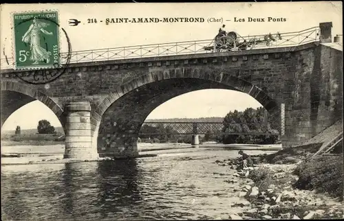 Ak Saint Amand Montrond Cher, Les Deux Ponts