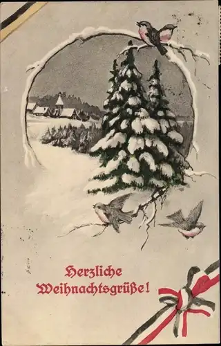 Ak Frohe Weihnachten, Tannen