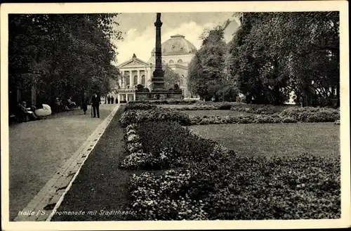 Ak Halle an der Saale, Promenade, Stadttheater