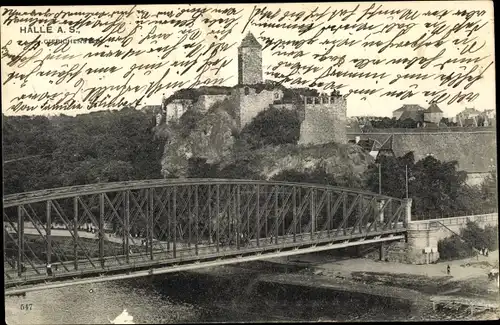 Ak Giebichenstein Halle an der Saale, Burg Giebichenstein, Brücke