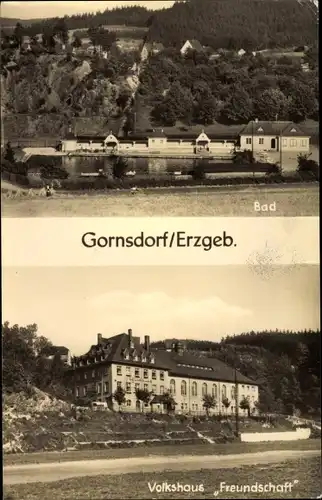 Ak Gornsdorf im Erzgebirge, Bad, Volkshaus Freundschaft