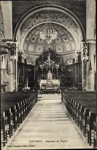 Ak Portieux Vosges, Intérieur de l'Église