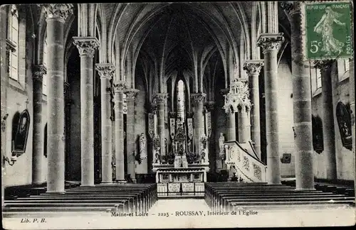 Ak Roussay Maine et Loire, Intérieur de l'Église