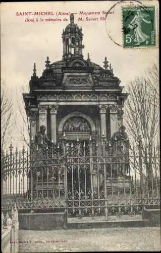 Ak Saint Michel Aisne, Monument Savart