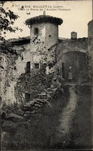 Ak Malleval Loire, Tour et Porte de l'Ancien Château