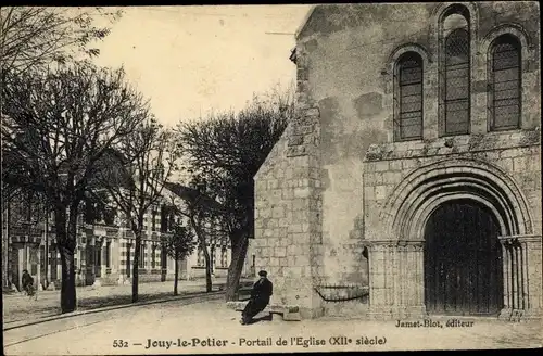 Ak Jouy le Potier Loiret, Portail de l'Église