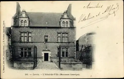 Ak Lorris Loiret, L'Hôtel de Ville, Monument historique