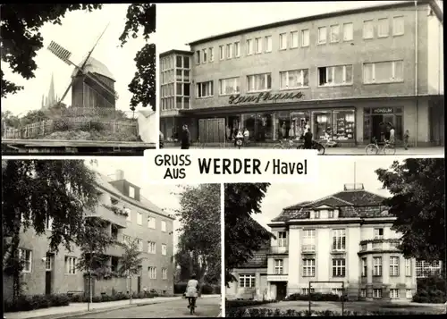 Ak Werder an der Havel, Alte Mühle, Konsum Kaufhaus, Rat der Stadt