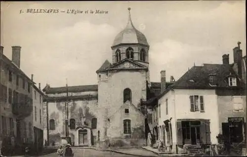 Ak Bellenaves Allier, L'Eglise et la Mairie