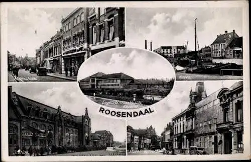 Ak Roosendaal Nordbrabant Niederlande, Molenstraat, Haven, Station, Markt