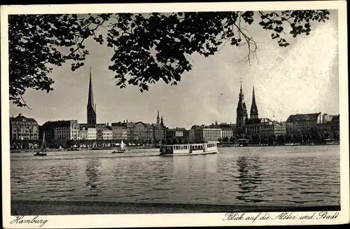 Ak Hamburg, Blick auf die Alster und Stadt