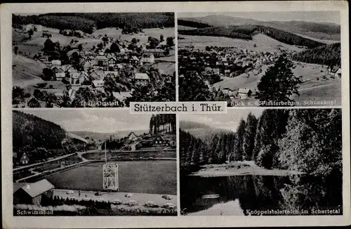 Ak Stützerbach im Ilm Kreis Thüringen, Ort, Schwimmbad, Teichpartie
