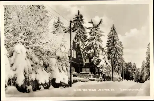 Ak Oberhof im Thüringer Wald, Tambacher Straße im Winter
