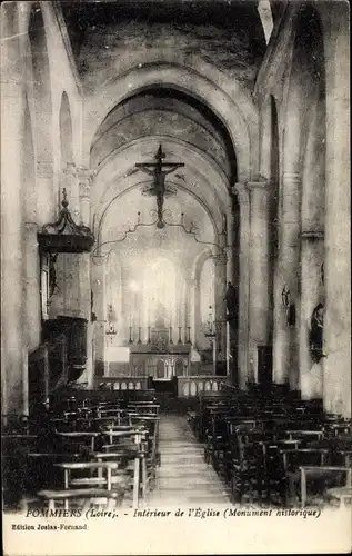 Ak Pommiers Loire, Intérieur de l'Eglise