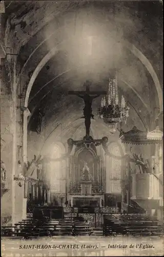 Ak Saint Haon le Chatel Loire, Intérieur de l'Eglise