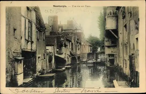 Ak Montargis Loiret, Une rue sur l'eau