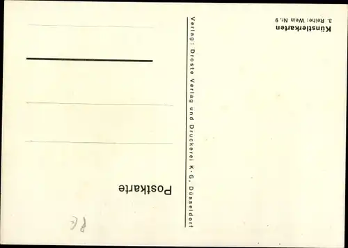 Künstler Ak Briedler Herzchen, Wein, Reklame, Liebespaar