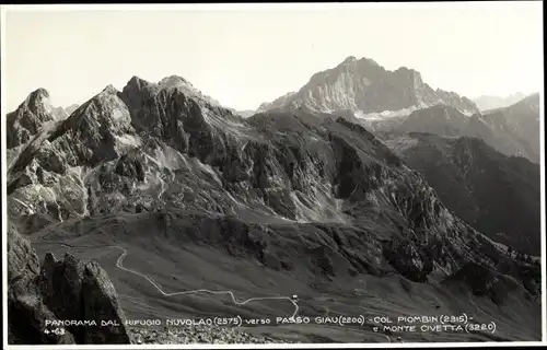 Ak Veneto, Panorama dal Rifugio Nuvolao verso Passo Giau, Col Piombin, Monte Civetta