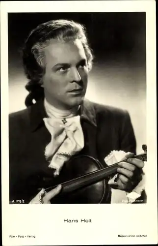 Ak Schauspieler Hans Holt, Portrait, Violine