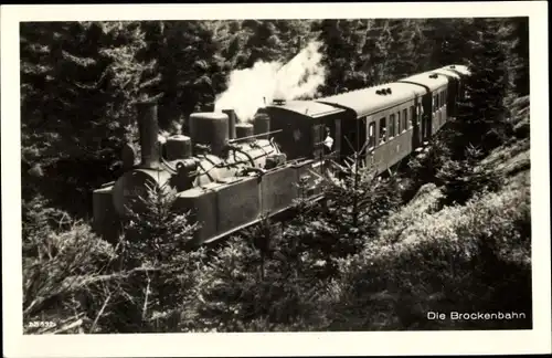 Ak Brockenbahn, Deutsche Eisenbahn, Dampflokomotive
