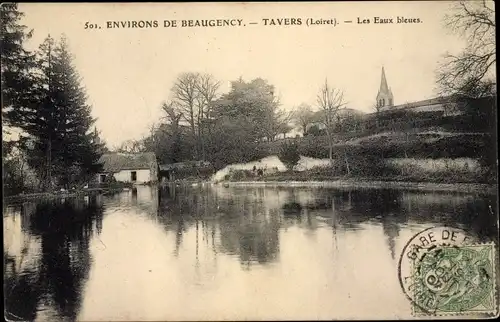 Ak Tavers Loiret, Les Eaux bleues