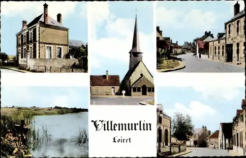 Ak Villemurlin Loiret, Église, Straßenpartien