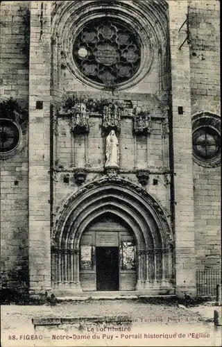 Ak Figeac Lot, Notre Dame du Puy, Portail historique de l'Église