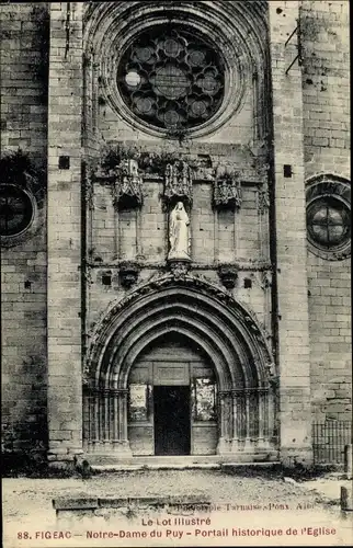 Ak Figeac Lot, Notre Dame du Puy, Portail historique de l'Église