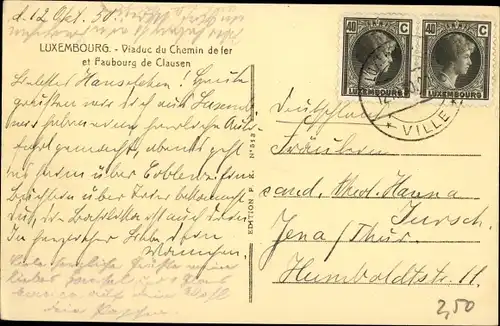 Ak Luxemburg, Viaduc du Chemin de fer et Faubourg de Clausen