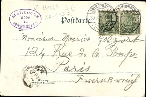 Litho Zwingenberg a.d. Bergstraße Hessen, Melibocus, Aussichtsturm