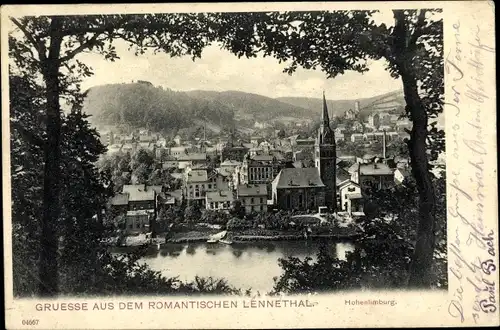 Ak Hohenlimburg Hagen Ruhrgebiet, Blick auf den Ort, Lennetal, Kirche
