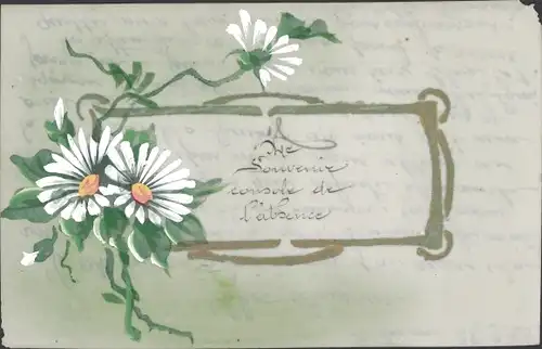 Zelluloid Ak Souvenir, Margeriten, Kitsch