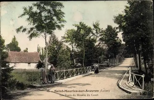 Ak Saint Maurice sur Aveyron Loiret, Les Ponts du Moulin du Court