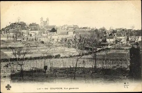 Ak Gourdon Lot, Vue générale