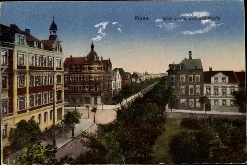 Ak Riesa an der Elbe Sachsen, Blick in die Bismarckstraße