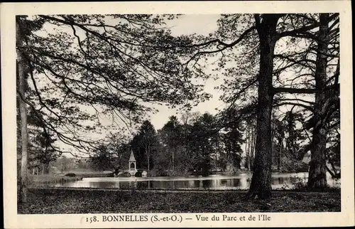 Ak Bonnelles Yvelines, Vue du parc et de l'Ile