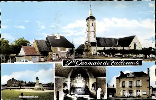 Ak St. Germain de Tellevende Calvados, Monument aux Morts, Église, Mairie