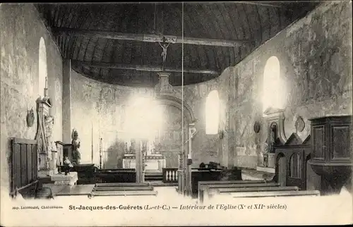 Ak Saint Jacques des Guérets Loir et Cher, Intérieur de l'Eglise