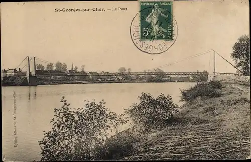 Ak Saint Georges sur Cher Loir et Cher, Le Pont