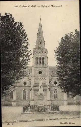 Ak Contres Loir et Cher, Eglise et Monument