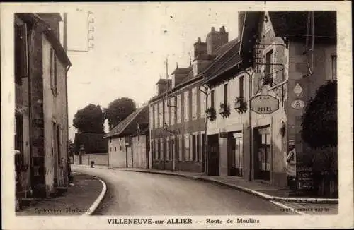 Ak Villeneuve sur Allier, Route de Moulins