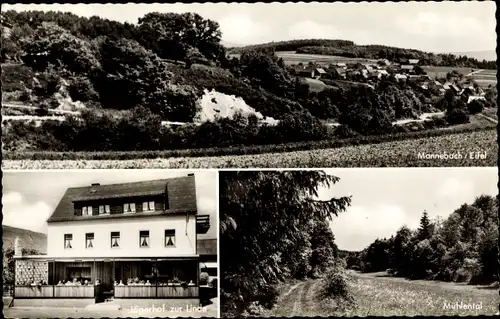 Ak Mannebach Eifel, Gasthaus Jägerhof zur Linde, Ort, Mühlental