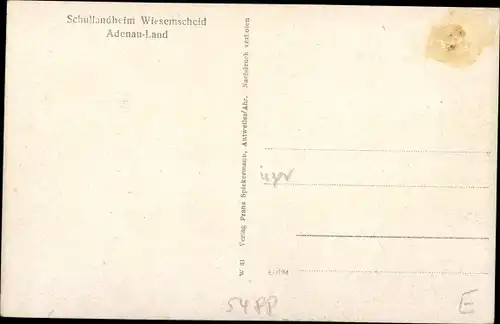 Ak Wiesemscheid in Rheinland Pfalz, Schullandheim, Schlafsaal, Speisesaal